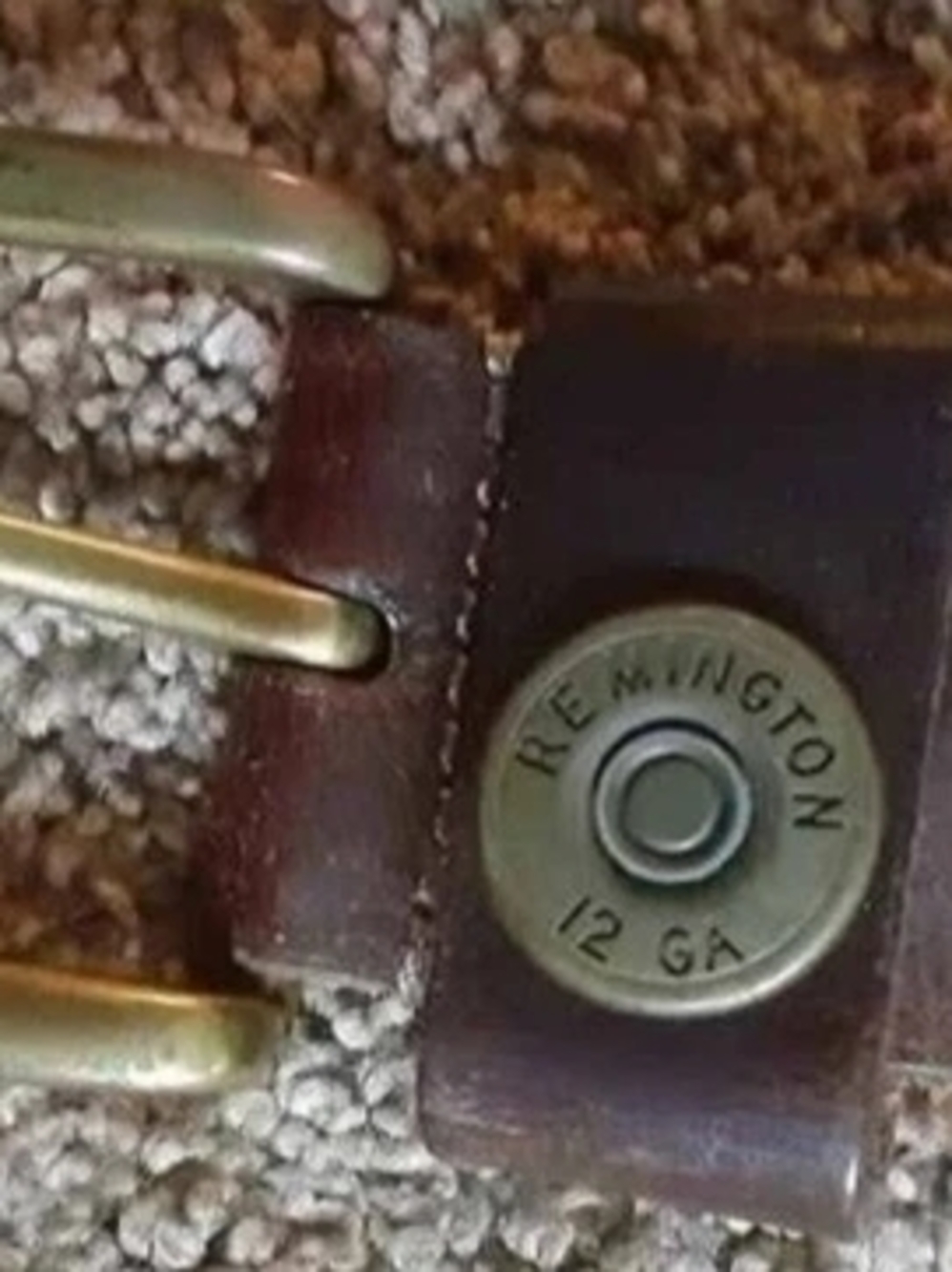Remington Brown Leather Belt with Brass Accents